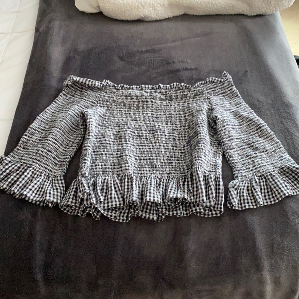 Gingham off the shoulder top